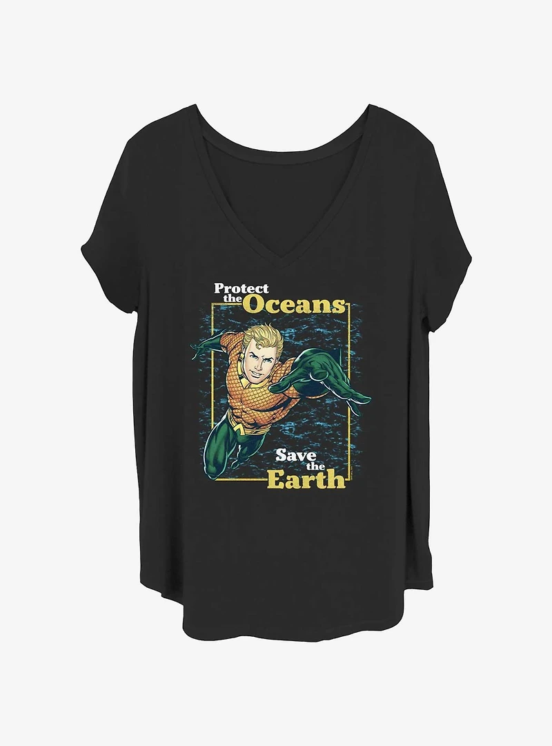 DC Aquaman Protecting Oceans Girls T-Shirt Plus Size
