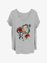 Betty Boop Cutie Rose Tattoo Girls T-Shirt Plus Size