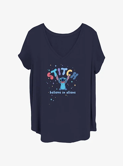 Disney Lilo & Stitch Believe In Aliens Girls T-Shirt Plus Size