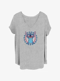 Disney Lilo & Stitch Hibiscus Circles Girls T-Shirt Plus Size