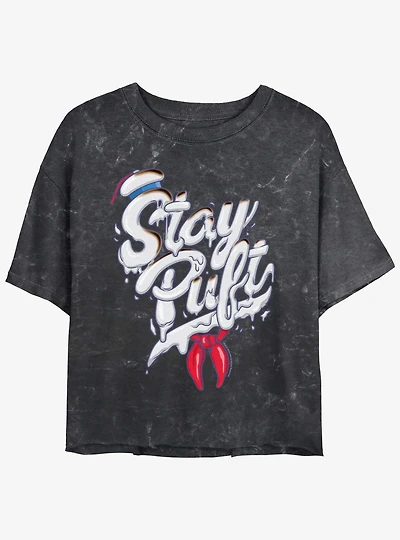 Ghostbusters Stay Puft Womens Mineral Wash Crop T-Shirt
