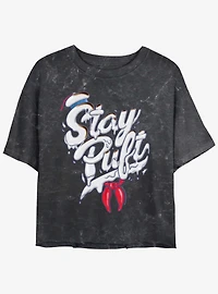 Ghostbusters Stay Puft Womens Mineral Wash Crop T-Shirt