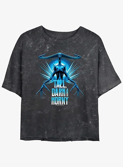 Ghostbusters: Frozen Empire Tall Dark And Horny Womens Mineral Wash Crop T-Shirt