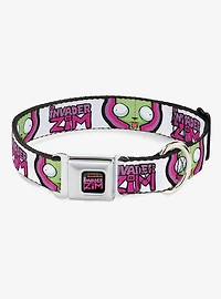Invader Zim Title Logo and GIR Pose Close Up Seatbelt Buckle Dog Collar