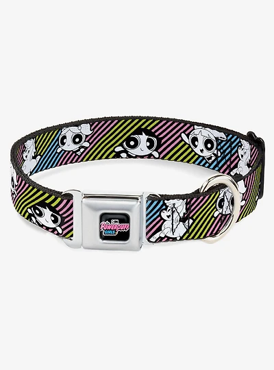 The Powerpuff Girls and Donny Stripe Seatbelt Buckle Dog Collar