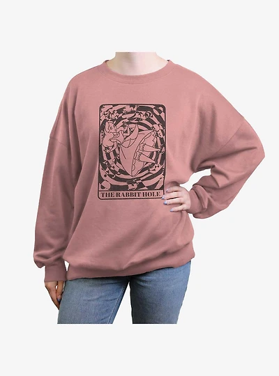 Disney Alice In Wonderland Rabbit Hole Card Girls Oversized Sweatshirt