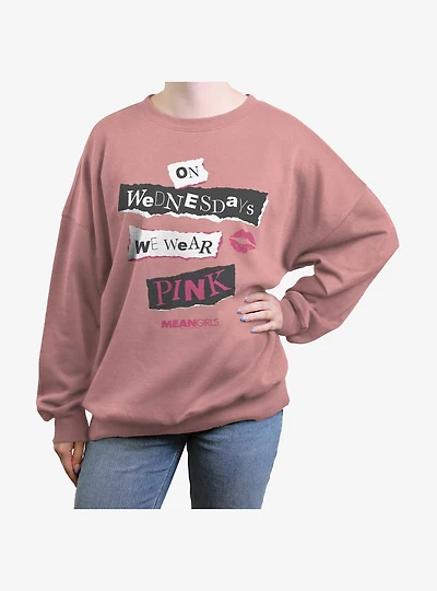 Mean Girls Wednesdays We Wear Pink Girls Oversized Sweatshirt
