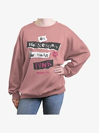 Mean Girls Wednesdays We Wear Pink Girls Oversized Sweatshirt
