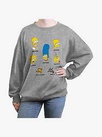 The Simpsons Family Faces Girls Oversized Sweatshirt