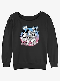 Disney Mickey Mouse & goofy dance Girls Slouchy Sweatshirt