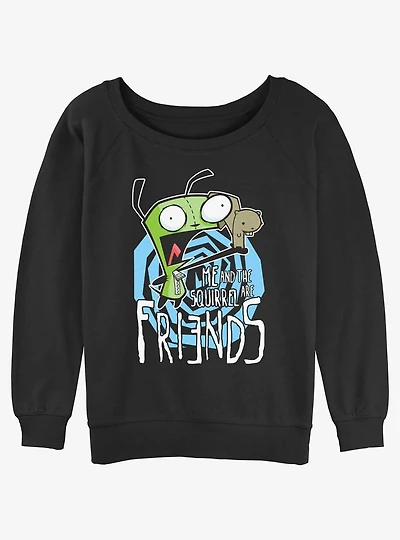 Invader Zim Squirrel Friend Girls Slouchy Sweatshirt