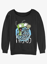 Invader Zim Squirrel Friend Girls Slouchy Sweatshirt