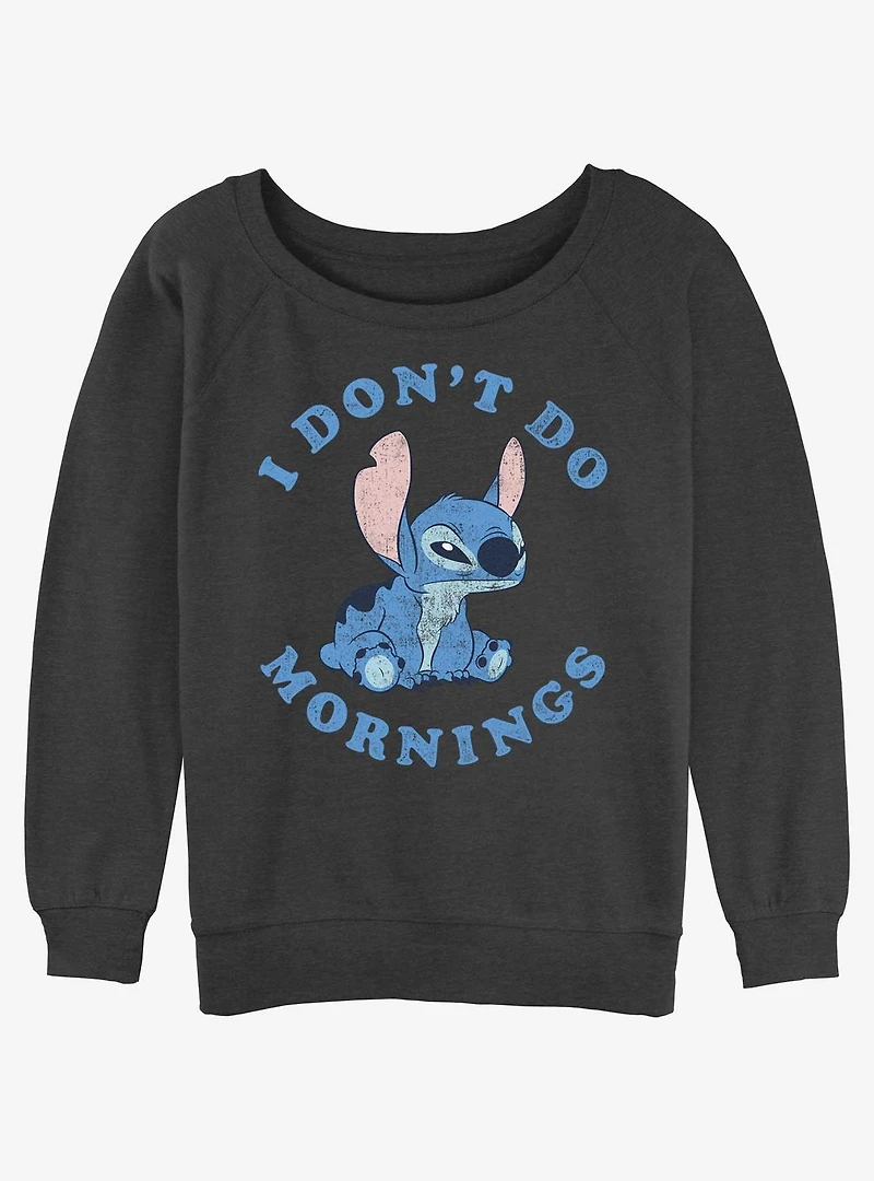 Disney Lilo & Stitch Don't Do Mornings Girls Slouchy Sweatshirt