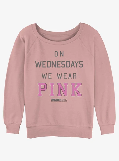 Mean Girls Wednesdays We Wear Pink Girls Slouchy Sweatshirt