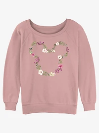 Disney Mickey Mouse Floral Mickey Girls Slouchy Sweatshirt