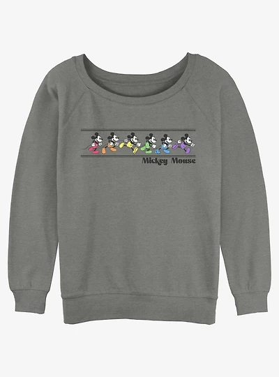 Disney Mickey Mouse Rainbow Mickeys Girls Slouchy Sweatshirt