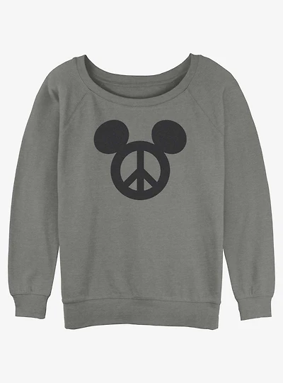 Disney Mickey Mouse Peace Symbol Womens Slouchy Sweatshirt
