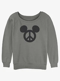 Disney Mickey Mouse Peace Symbol Womens Slouchy Sweatshirt