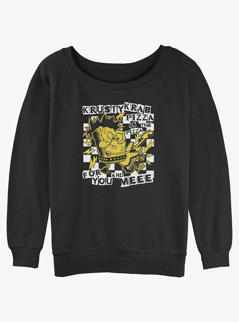 SpongeBob SquarePants Punk Krusty Krab Pizza Womens Slouchy Sweatshirt
