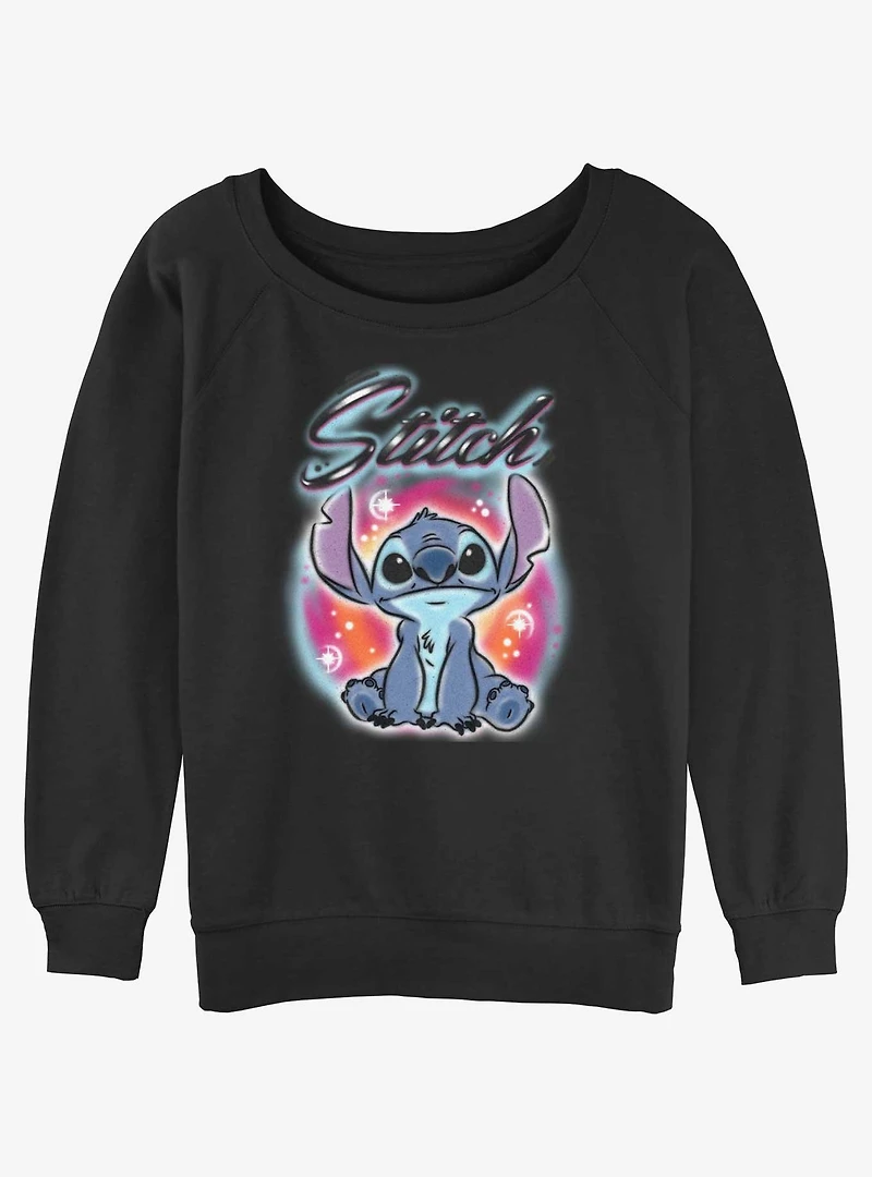 Disney Lilo & Stitch Brush Style Womens Slouchy Sweatshirt