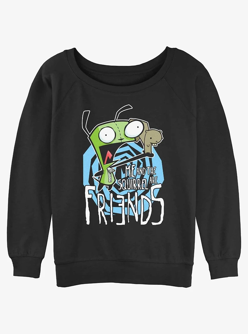 Invader Zim Squirrel Friend Womens Slouchy Sweatshirt
