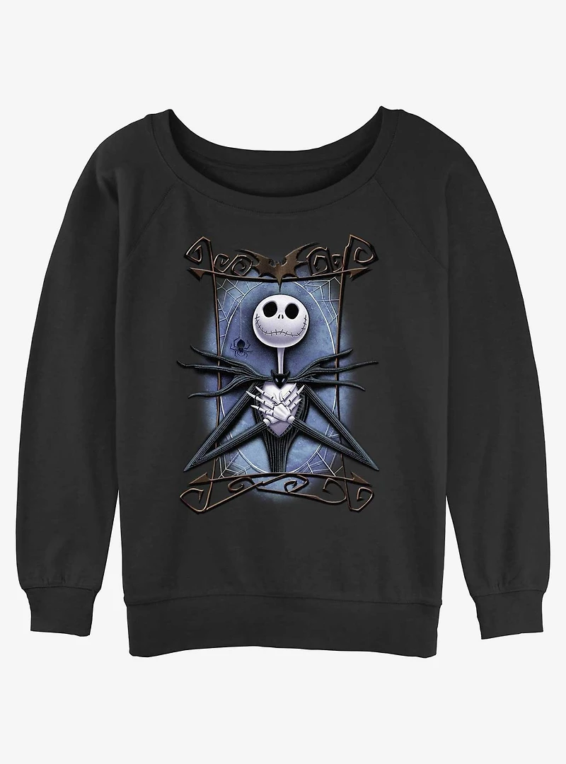Disney Nightmare Before Christmas Framed Jack Womens Slouchy Sweatshirt