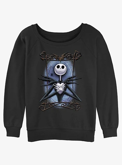 Disney Nightmare Before Christmas Framed Jack Womens Slouchy Sweatshirt