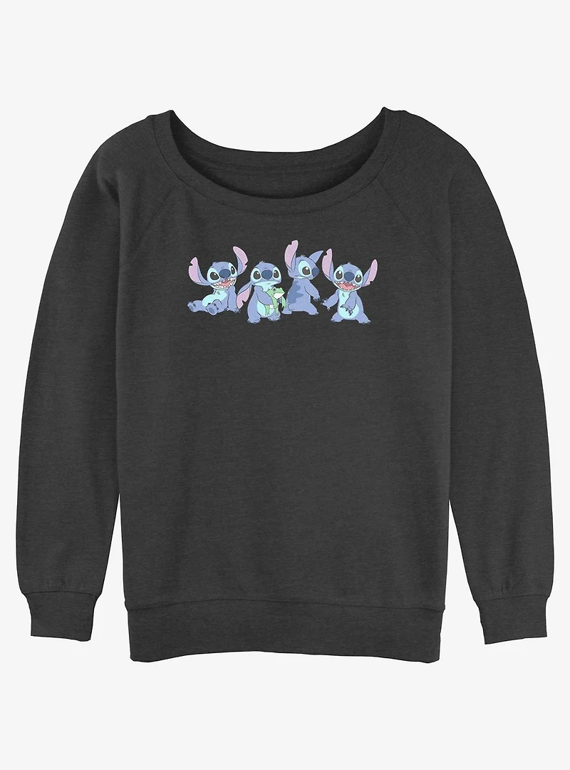Disney Lilo & Stitch Pose Line Womens Slouchy Sweatshirt