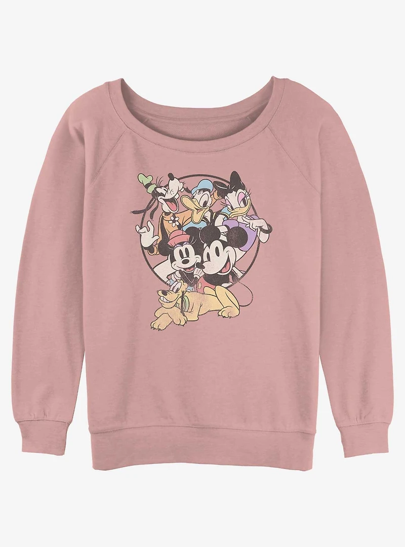 Disney Mickey Mouse Classic Friends Womens Slouchy Sweatshirt