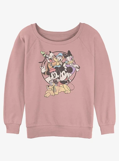 Disney Mickey Mouse Classic Friends Womens Slouchy Sweatshirt