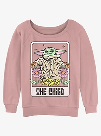 Star Wars The Mandalorian Child Tarot Womens Slouchy Sweatshirt