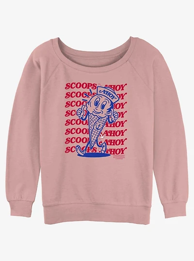 Stranger Things Scoops Ahoy Mascot Womens Slouchy Sweatshirt