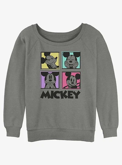 Disney Mickey Mouse Neon Squares Womens Slouchy Sweatshirt