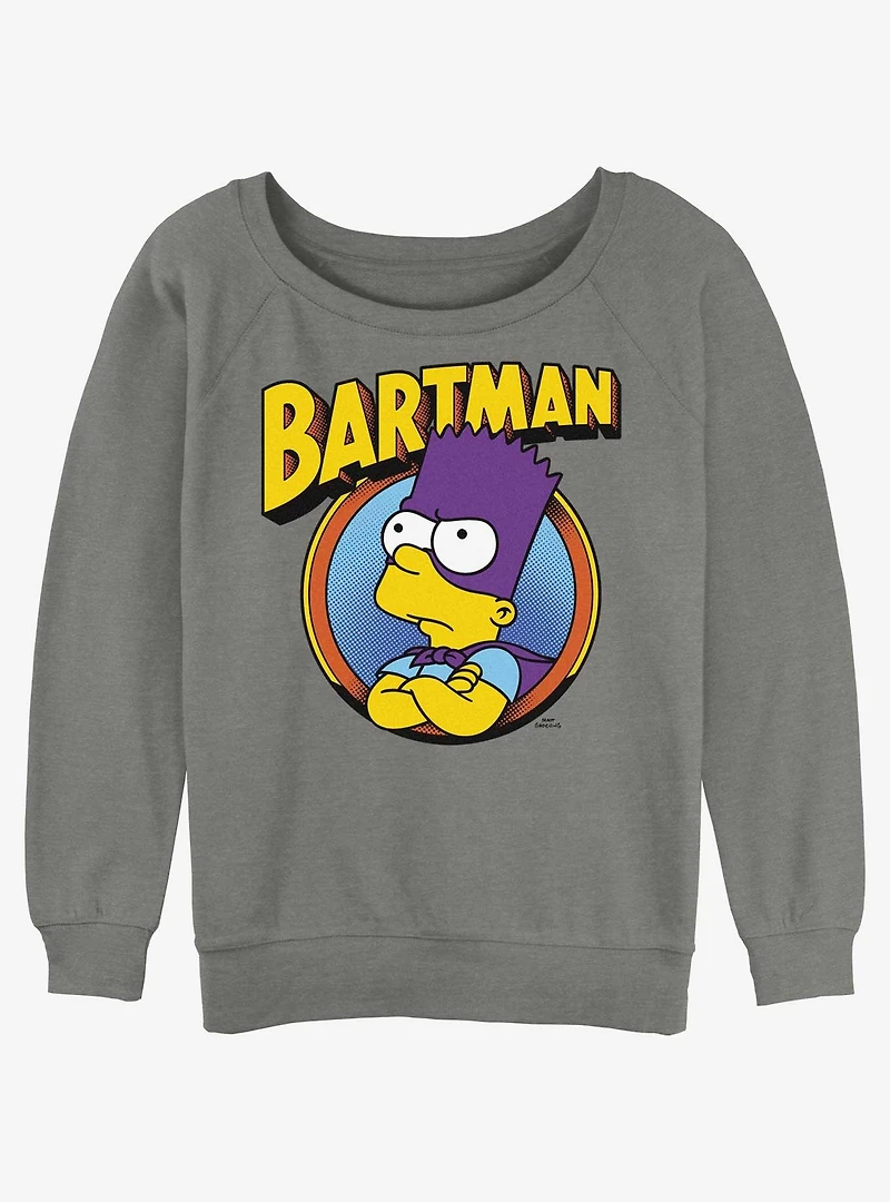 The Simpsons Bartman Circle Womens Slouchy Sweatshirt