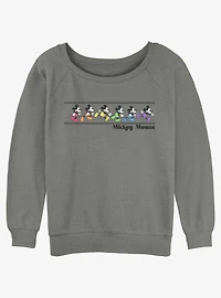 Disney Mickey Mouse Rainbow Mickeys Womens Slouchy Sweatshirt
