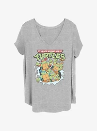 Teenage Mutant Ninja Turtles Classic Turtle Group Girls T-Shirt Plus Size