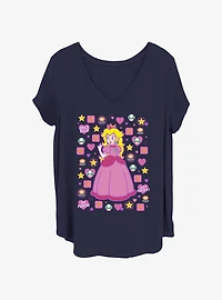 Nintendo Princess Peach Just Peachy Girls T-Shirt Plus Size