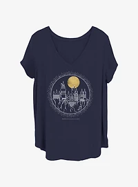 Harry Potter Hogwarts Line Art Girls T-Shirt Plus Size
