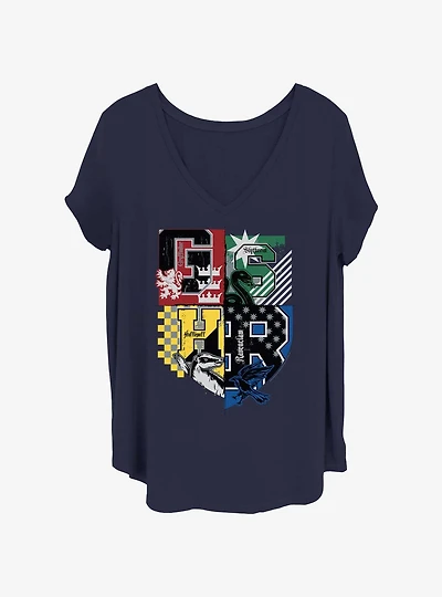 Harry Potter Hogwarts House Crests Girls T-Shirt Plus Size