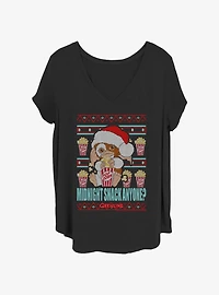Gremlins Midnight Snack Santa Ugly Christmas Girls T-Shirt Plus Size