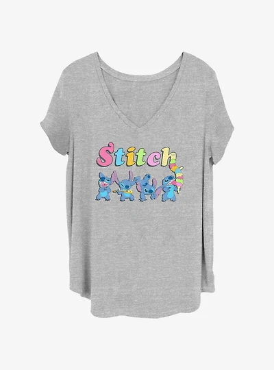 Disney Lilo & Stitch Colorful Stitches Girls T-Shirt Plus Size