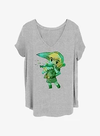 Nintendo Link Flute Watercolor Girls T-Shirt Plus