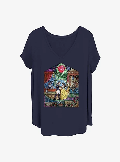Disney Beauty and the Beast Stained Glass Beauty Girls T-Shirt Plus Size