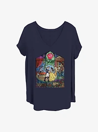 Disney Beauty and the Beast Stained Glass Beauty Girls T-Shirt Plus Size
