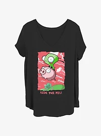 Invader ZIM Ride The Pig Girls T-Shirt Plus Size