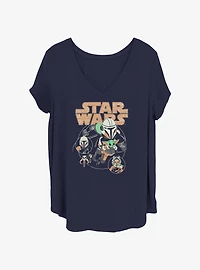 Star Wars The Mandalorian Grogu Collage Girls T-Shirt Plus Size
