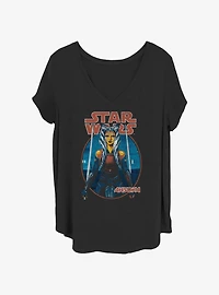 Star Wars Ahsoka Twin Sabers Girls T-Shirt Plus Size