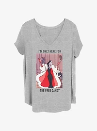 Disney 101 Dalmatians Cruella Only Here For Free Candy Girls T-Shirt Plus Size