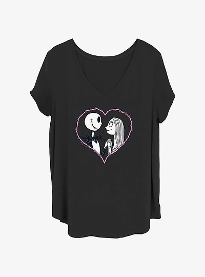 The Nightmare Before Christmas Jack & Sally Heart Stitch Girls T-Shirt Plus Size