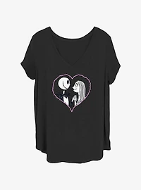 The Nightmare Before Christmas Jack & Sally Heart Stitch Girls T-Shirt Plus Size